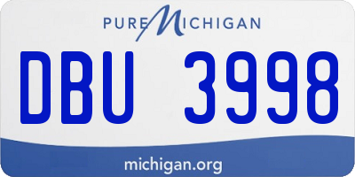 MI license plate DBU3998