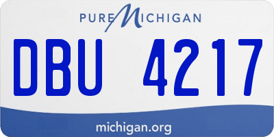 MI license plate DBU4217