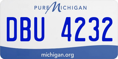 MI license plate DBU4232