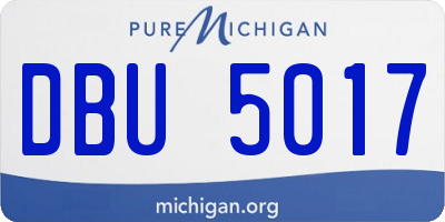 MI license plate DBU5017