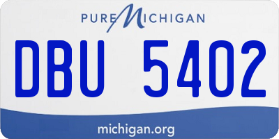 MI license plate DBU5402