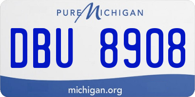MI license plate DBU8908