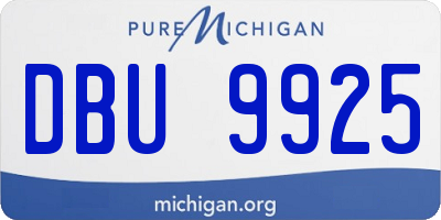 MI license plate DBU9925