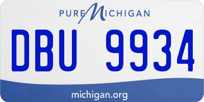 MI license plate DBU9934