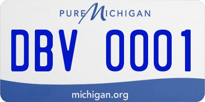MI license plate DBV0001