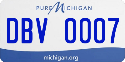 MI license plate DBV0007