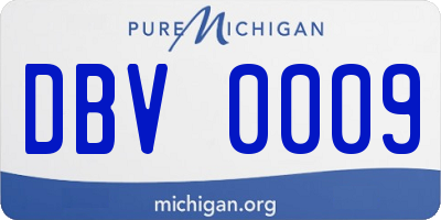 MI license plate DBV0009
