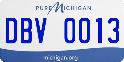 MI license plate DBV0013