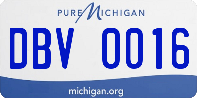 MI license plate DBV0016