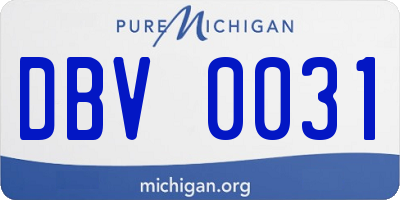 MI license plate DBV0031