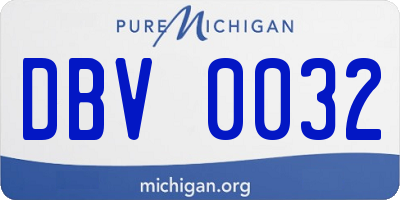 MI license plate DBV0032