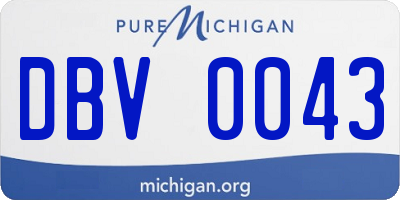 MI license plate DBV0043