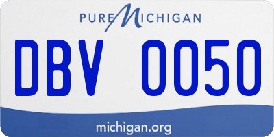 MI license plate DBV0050