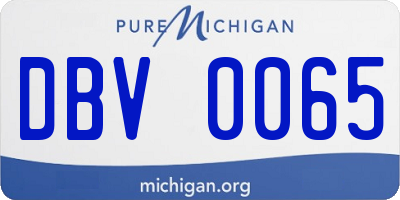 MI license plate DBV0065