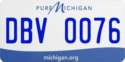 MI license plate DBV0076