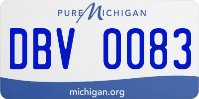 MI license plate DBV0083
