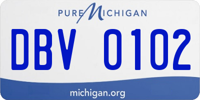 MI license plate DBV0102