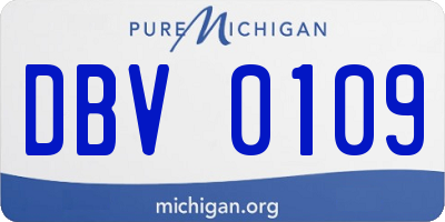 MI license plate DBV0109