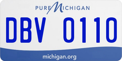 MI license plate DBV0110