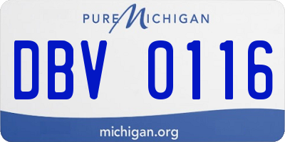 MI license plate DBV0116