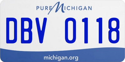 MI license plate DBV0118