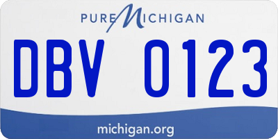 MI license plate DBV0123