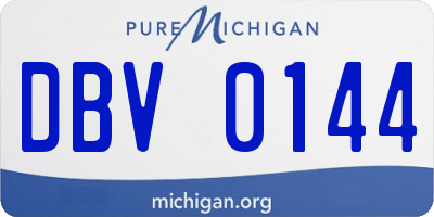 MI license plate DBV0144