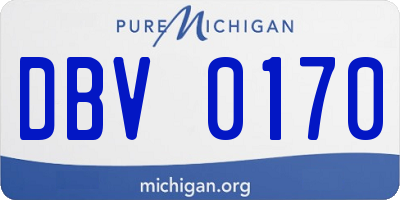 MI license plate DBV0170