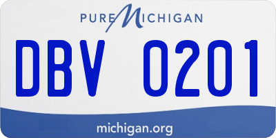 MI license plate DBV0201