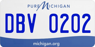 MI license plate DBV0202
