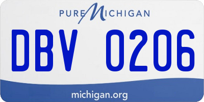 MI license plate DBV0206