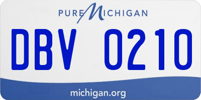 MI license plate DBV0210