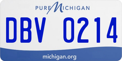 MI license plate DBV0214