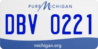 MI license plate DBV0221