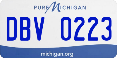 MI license plate DBV0223