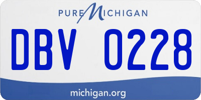 MI license plate DBV0228