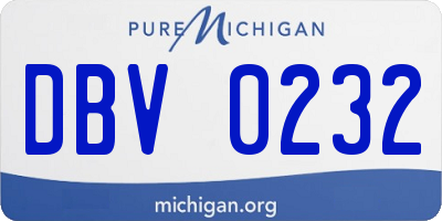 MI license plate DBV0232