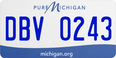 MI license plate DBV0243