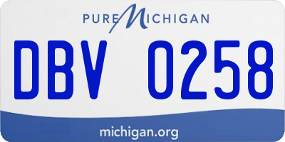 MI license plate DBV0258