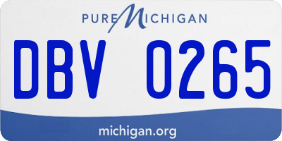 MI license plate DBV0265