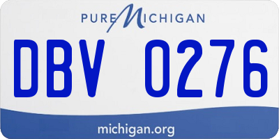 MI license plate DBV0276
