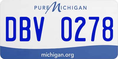 MI license plate DBV0278