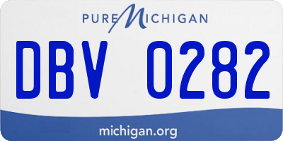 MI license plate DBV0282