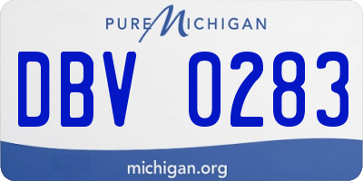 MI license plate DBV0283