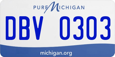 MI license plate DBV0303