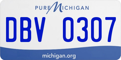 MI license plate DBV0307