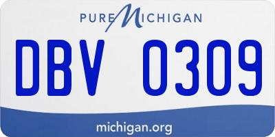 MI license plate DBV0309