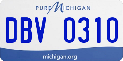 MI license plate DBV0310