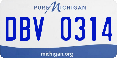 MI license plate DBV0314