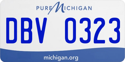MI license plate DBV0323